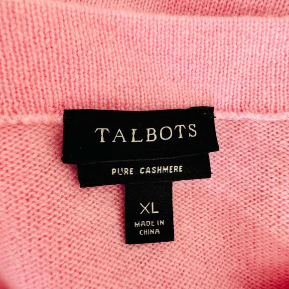 Talbots Womens Cashmere Bubblegum Pink Classic Crewneck Pullover Sweater L or XL - Picture 7 of 9